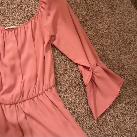 Pink Peach Love off the shoulder romper small - Picture 4 of 6